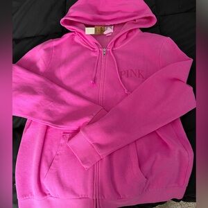 NWT VS Pink Neon Pink Zip Hoodie